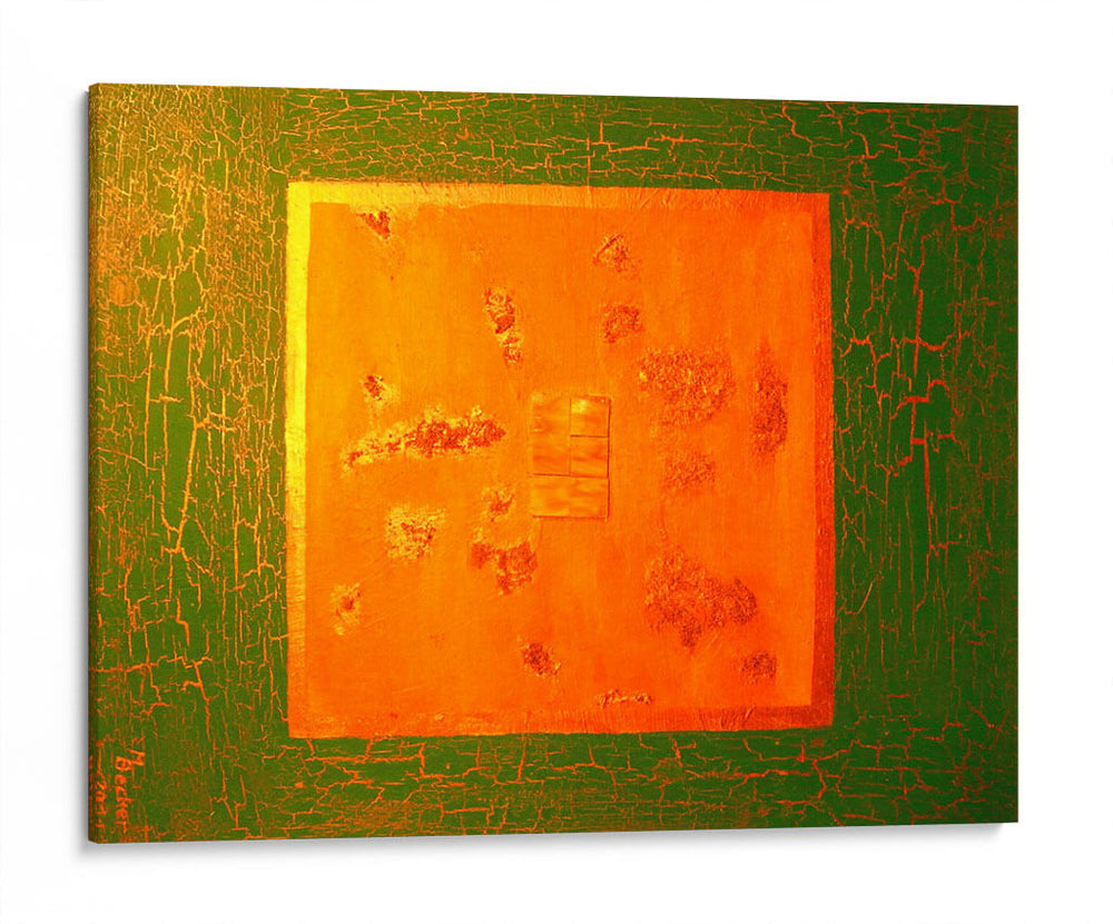 Textura verde con naranja | Cuadro decorativo de Canvas Lab