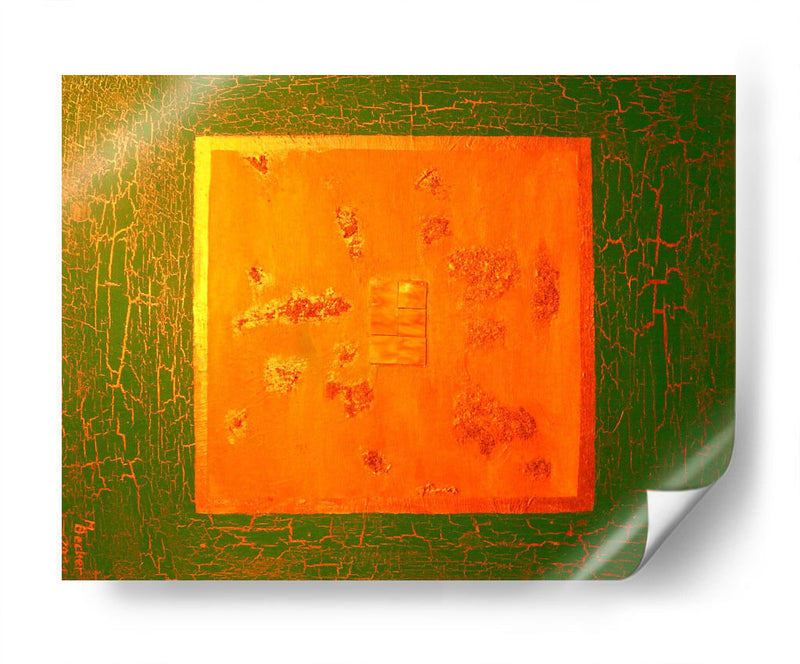 Textura verde con naranja | Cuadro decorativo de Canvas Lab