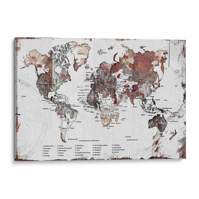 Mapa Vintage Blanco con nombres - Lofty&Me | Cuadro decorativo de Canvas Lab