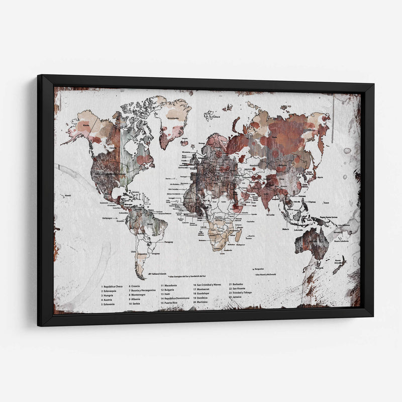 Mapa Vintage Blanco con nombres - Lofty&Me | Cuadro decorativo de Canvas Lab