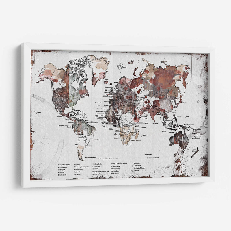 Mapa Vintage Blanco con nombres - Lofty&Me | Cuadro decorativo de Canvas Lab