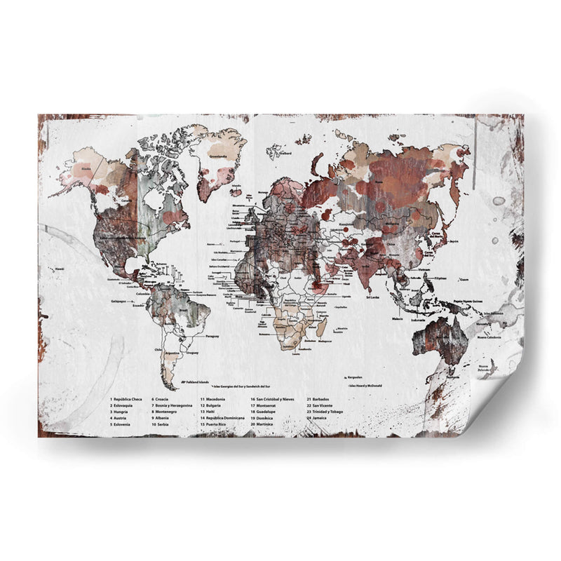 Mapa Vintage Blanco con nombres - Lofty&Me | Cuadro decorativo de Canvas Lab