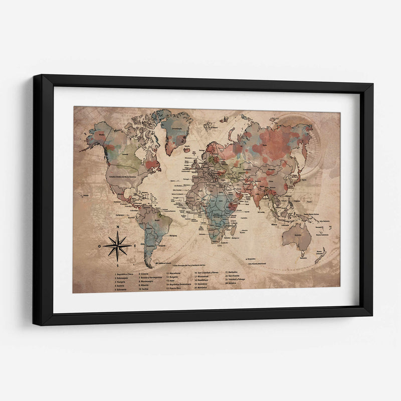 Mapa vintage con nombres - Lofty&Me | Cuadro decorativo de Canvas Lab