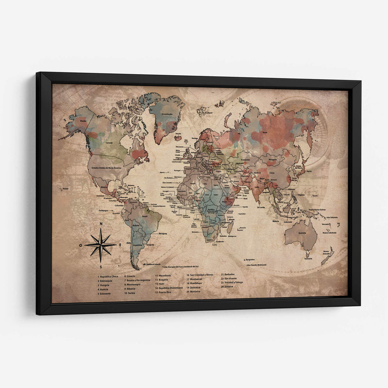 Mapa vintage con nombres - Lofty&Me | Cuadro decorativo de Canvas Lab