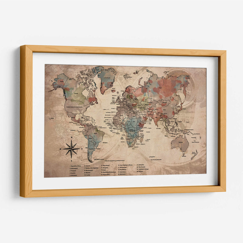 Mapa vintage con nombres - Lofty&Me | Cuadro decorativo de Canvas Lab