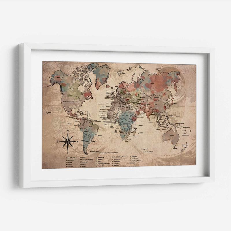 Mapa vintage con nombres - Lofty&Me | Cuadro decorativo de Canvas Lab