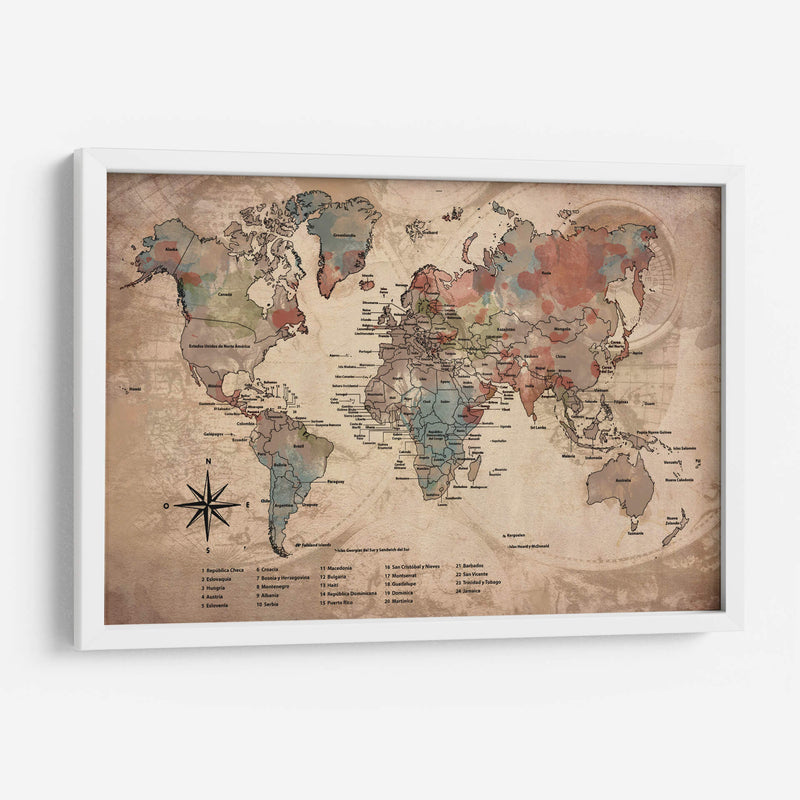 Mapa vintage con nombres - Lofty&Me | Cuadro decorativo de Canvas Lab