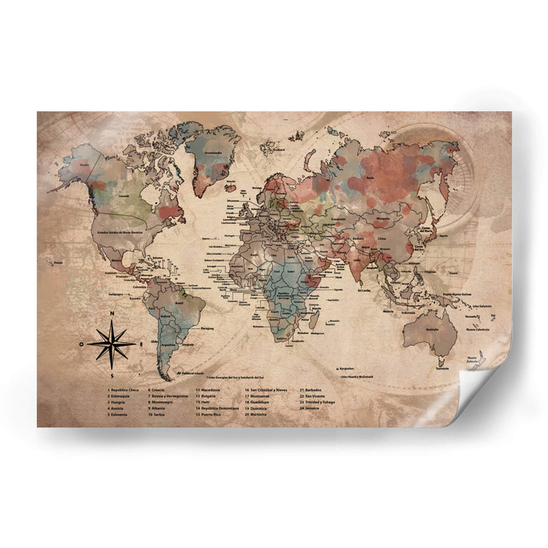 Mapa vintage con nombres - Lofty&Me | Cuadro decorativo de Canvas Lab