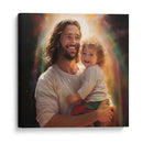 Jesús con bebé arcoíris - Cristianos de la Biblia | Cuadro decorativo de Canvas Lab