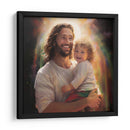 Jesús con bebé arcoíris - Cristianos de la Biblia | Cuadro decorativo de Canvas Lab