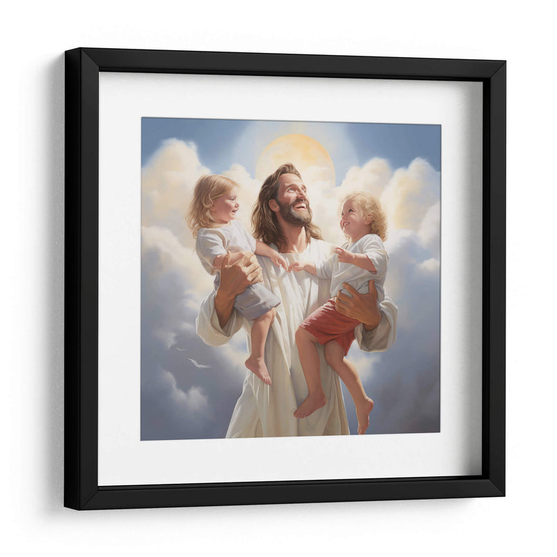 Jesús con dos niños - Cristianos de la Biblia | Cuadro decorativo de Canvas Lab