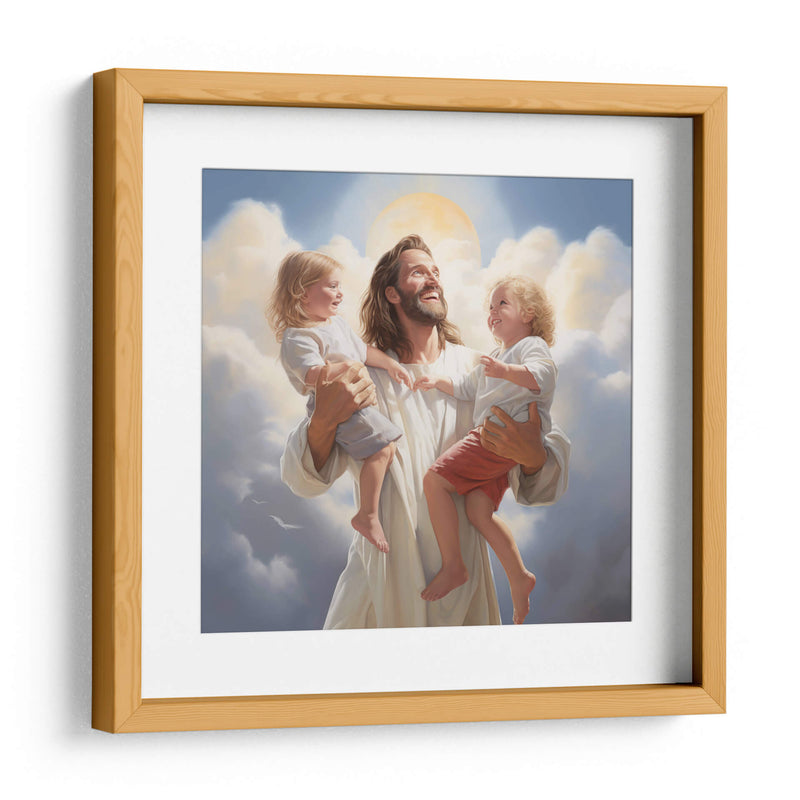 Jesús con dos niños - Cristianos de la Biblia | Cuadro decorativo de Canvas Lab