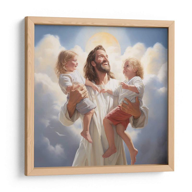 Jesús con dos niños - Cristianos de la Biblia | Cuadro decorativo de Canvas Lab