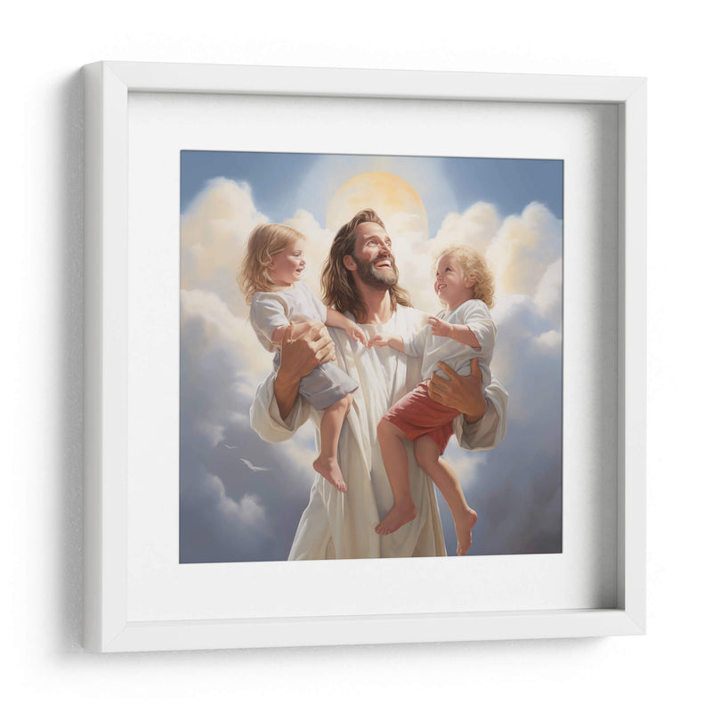 Jesús con dos niños - Cristianos de la Biblia | Cuadro decorativo de Canvas Lab
