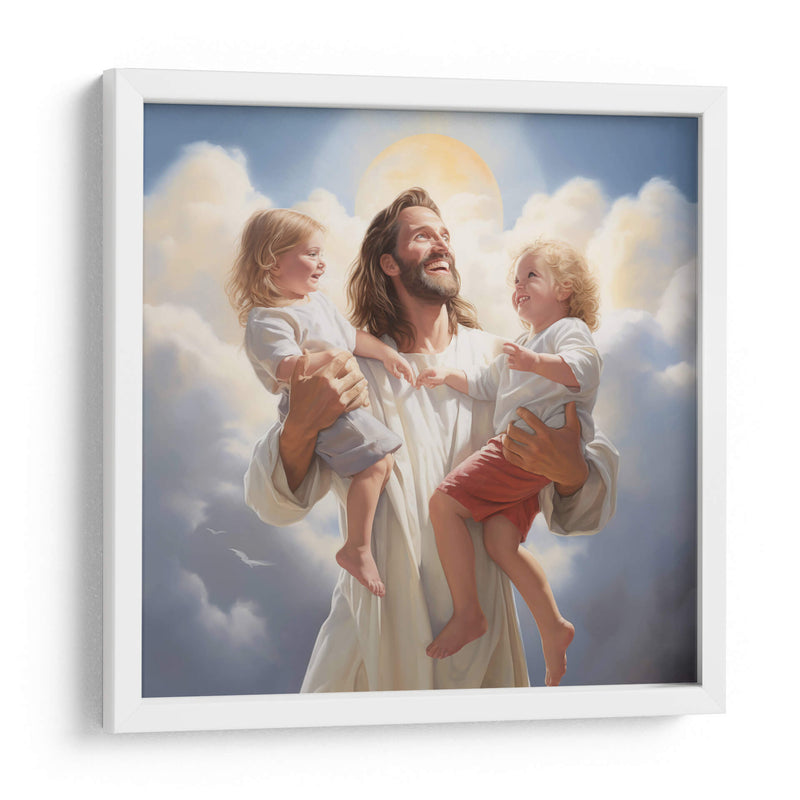 Jesús con dos niños - Cristianos de la Biblia | Cuadro decorativo de Canvas Lab