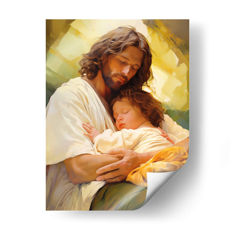 Jesús con fondo amarillo - Cristianos de la Biblia | Cuadro decorativo de Canvas Lab
