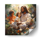 Jesús con niños en el cielo - Cristianos de la Biblia | Cuadro decorativo de Canvas Lab