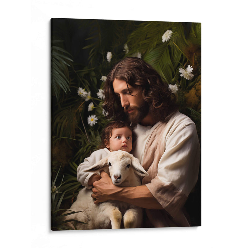 Jesús cuidando al bebé - Cristianos de la Biblia | Cuadro decorativo de Canvas Lab
