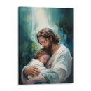 Jesús y niño abstracto - Cristianos de la Biblia | Cuadro decorativo de Canvas Lab