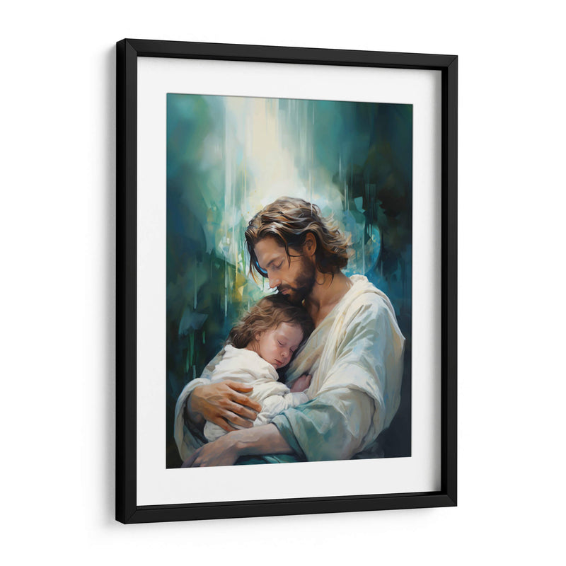 Jesús y niño abstracto - Cristianos de la Biblia | Cuadro decorativo de Canvas Lab