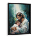 Jesús y niño abstracto - Cristianos de la Biblia | Cuadro decorativo de Canvas Lab