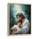 Jesús y niño abstracto - Cristianos de la Biblia | Cuadro decorativo de Canvas Lab