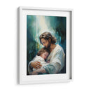 Jesús y niño abstracto - Cristianos de la Biblia | Cuadro decorativo de Canvas Lab