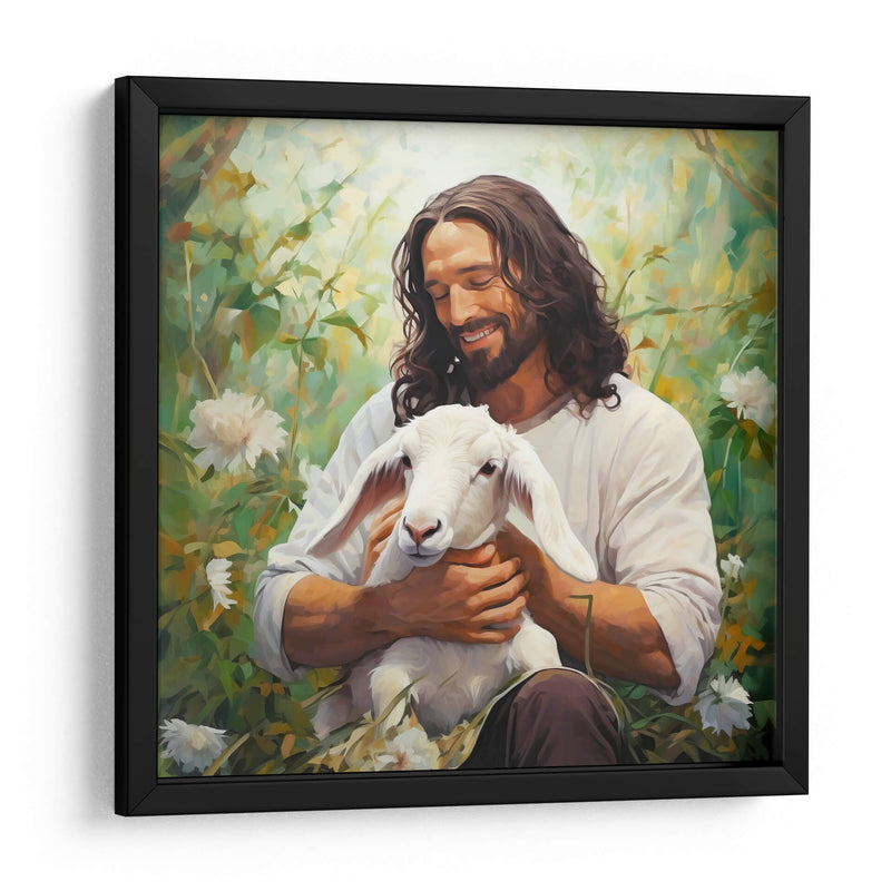 Pintura de Jesús con cordero blanco - Cristianos de la Biblia | Cuadro decorativo de Canvas Lab