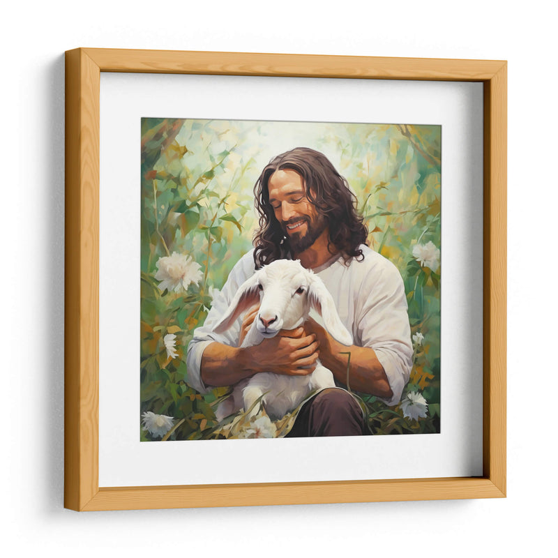 Pintura de Jesús con cordero blanco - Cristianos de la Biblia | Cuadro decorativo de Canvas Lab
