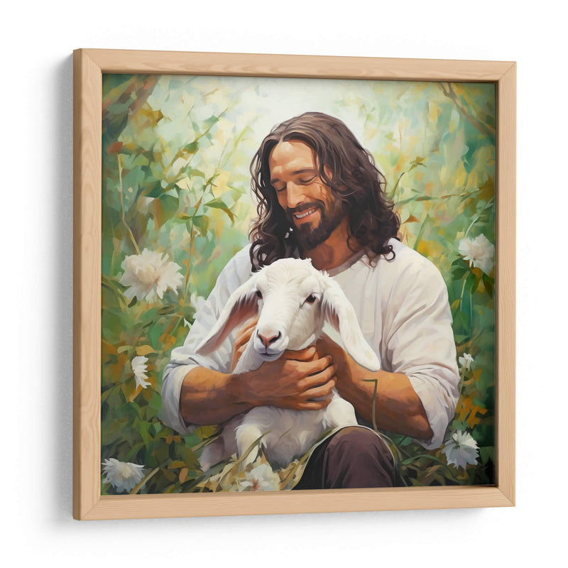 Pintura de Jesús con cordero blanco - Cristianos de la Biblia | Cuadro decorativo de Canvas Lab