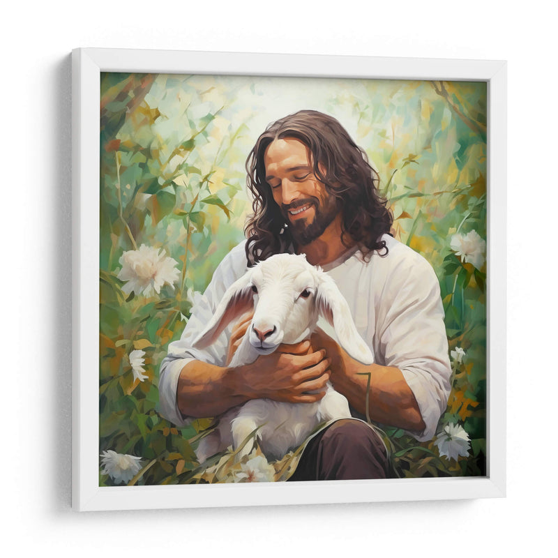Pintura de Jesús con cordero blanco - Cristianos de la Biblia | Cuadro decorativo de Canvas Lab