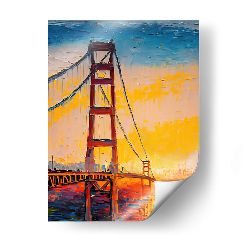Puente Golden State - Color Strokes | Cuadro decorativo de Canvas Lab