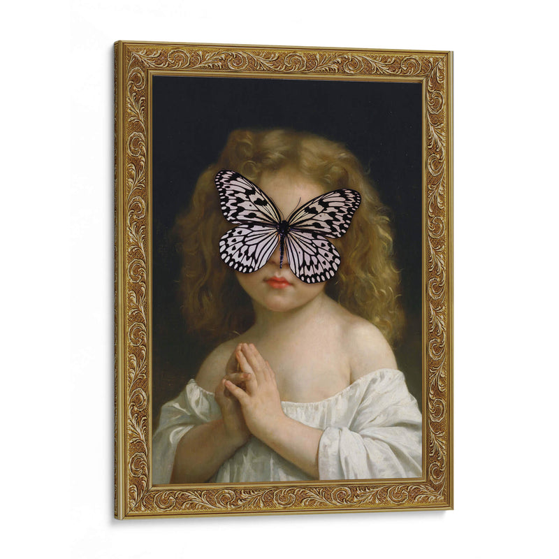 niña mariposa blanca con marco - Nayeli Cabrera | Cuadro decorativo de Canvas Lab