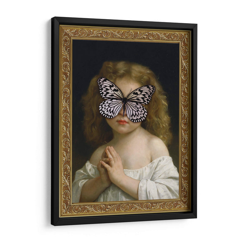 niña mariposa blanca con marco - Nayeli Cabrera | Cuadro decorativo de Canvas Lab