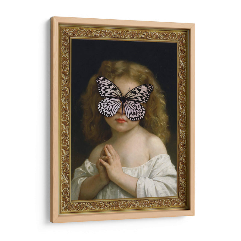 niña mariposa blanca con marco - Nayeli Cabrera | Cuadro decorativo de Canvas Lab