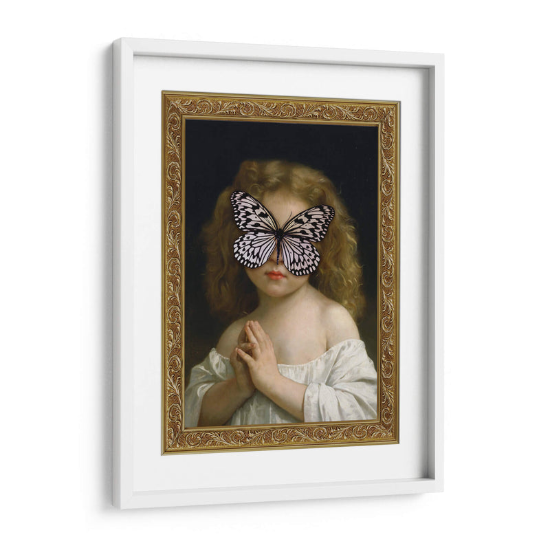 niña mariposa blanca con marco - Nayeli Cabrera | Cuadro decorativo de Canvas Lab