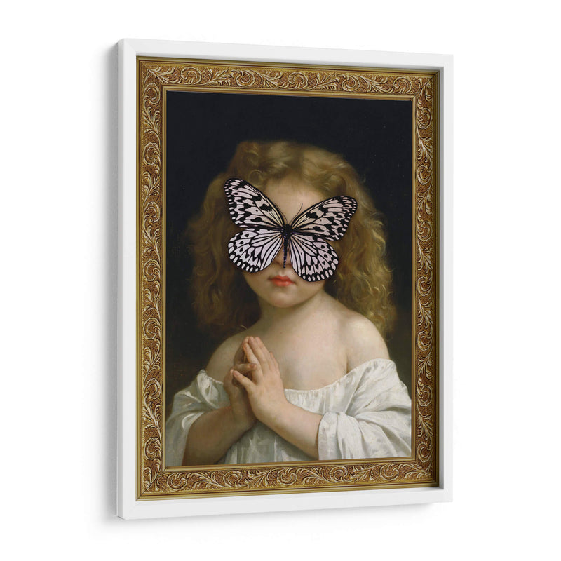 niña mariposa blanca con marco - Nayeli Cabrera | Cuadro decorativo de Canvas Lab