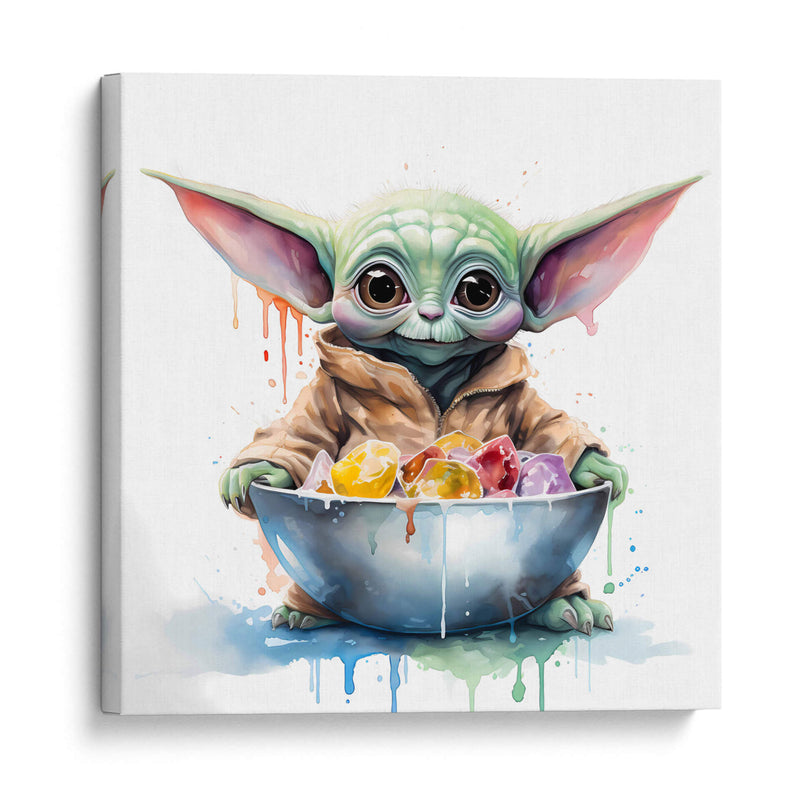 Baby Yoda Breakfast - Sophie P | Cuadro decorativo de Canvas Lab