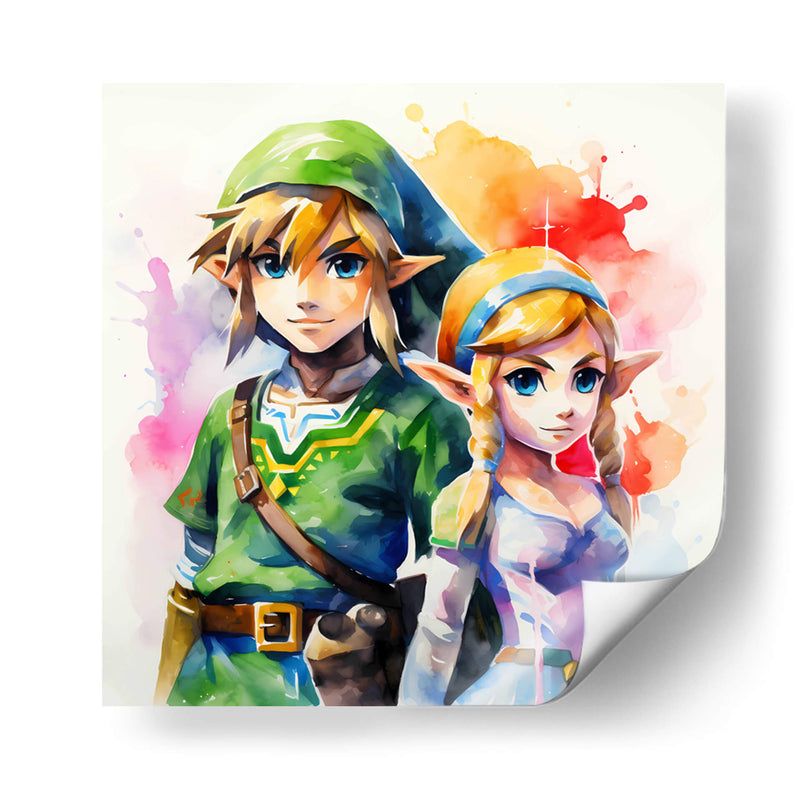Link Y Zelda - Sophie P | Cuadro decorativo de Canvas Lab