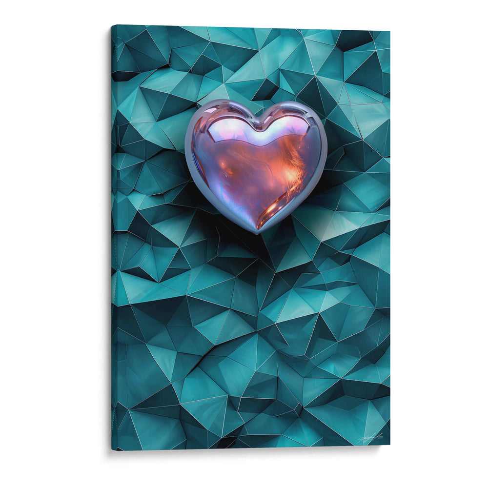 Mi Corazón Iridiscente en fondo Turquesa - DeLaVegaGaming | Cuadro decorativo de Canvas Lab