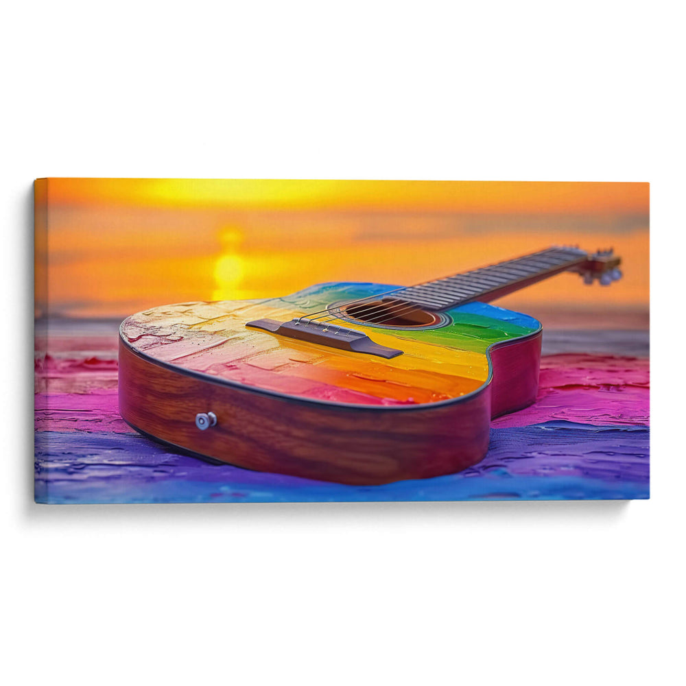 GUITARRA Y PLAYA - Cecilia Flores | Cuadro decorativo de Canvas Lab