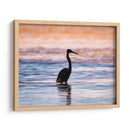Silueta de garza en el agua al atardecer. - Claudia Luna | Cuadro decorativo de Canvas Lab