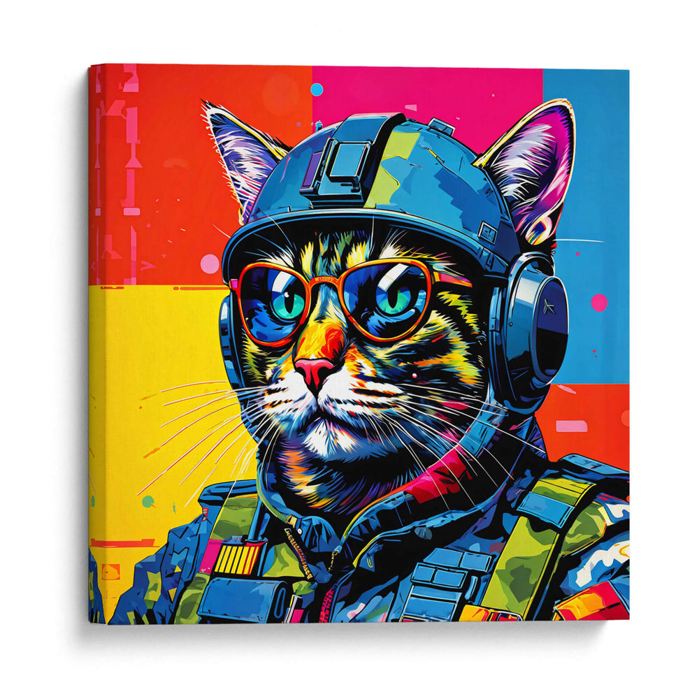 Gato Militar Pop Art - LizmarArt | Cuadro decorativo de Canvas Lab