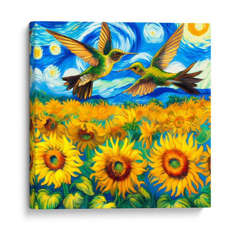 Colibries sobre campo de girasoles - Gitano! | Cuadro decorativo de Canvas Lab