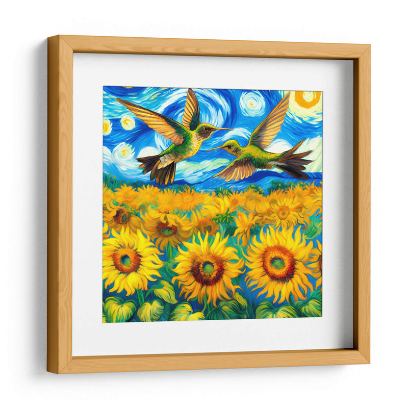 Colibries sobre campo de girasoles - Gitano! | Cuadro decorativo de Canvas Lab