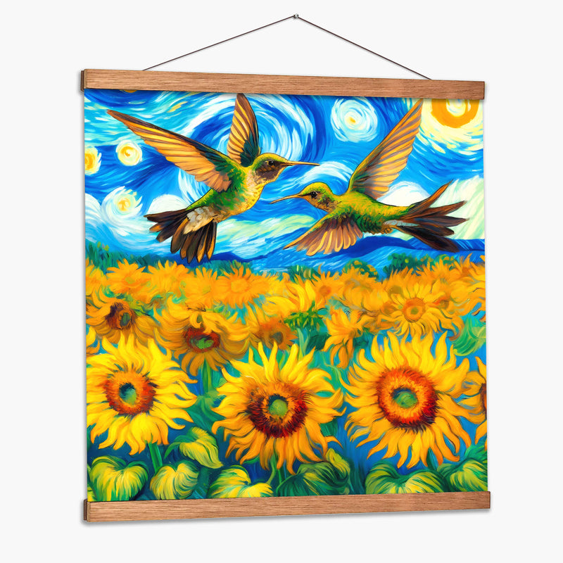 Colibries sobre campo de girasoles - Gitano! | Cuadro decorativo de Canvas Lab