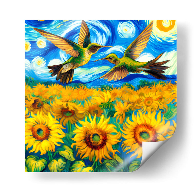 Colibries sobre campo de girasoles - Gitano! | Cuadro decorativo de Canvas Lab