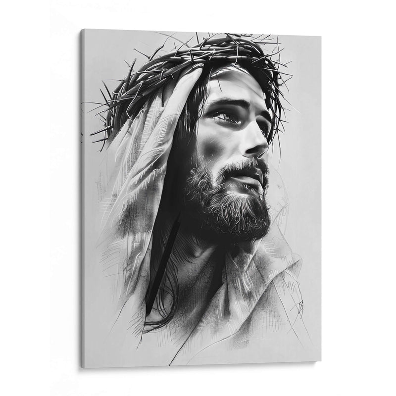 Jesus en blanco y negro - Paltik Arte Digital | Cuadro decorativo de Canvas Lab