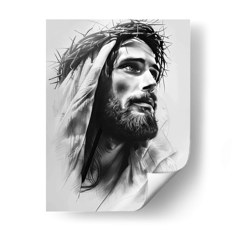 Jesus en blanco y negro - Paltik Arte Digital | Cuadro decorativo de Canvas Lab