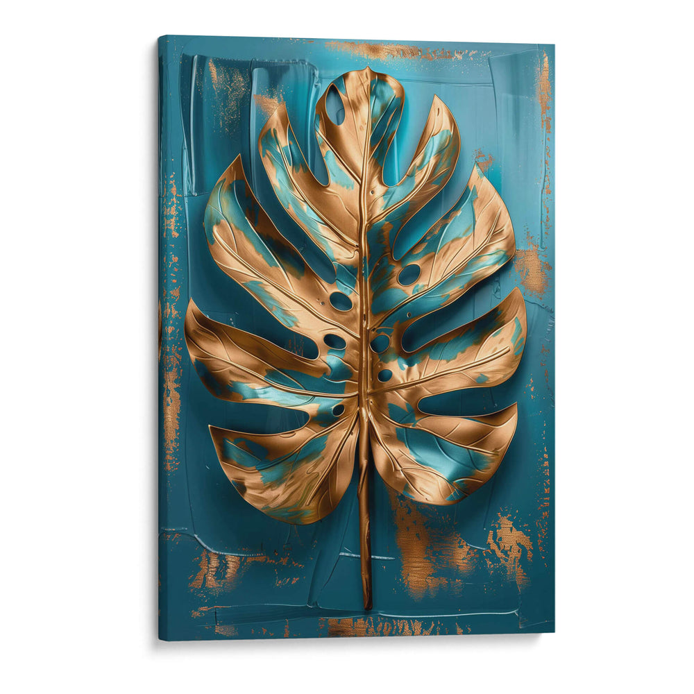 Hoja Monstera Oro y Turquesa - Dav Madrid | Cuadro decorativo de Canvas Lab